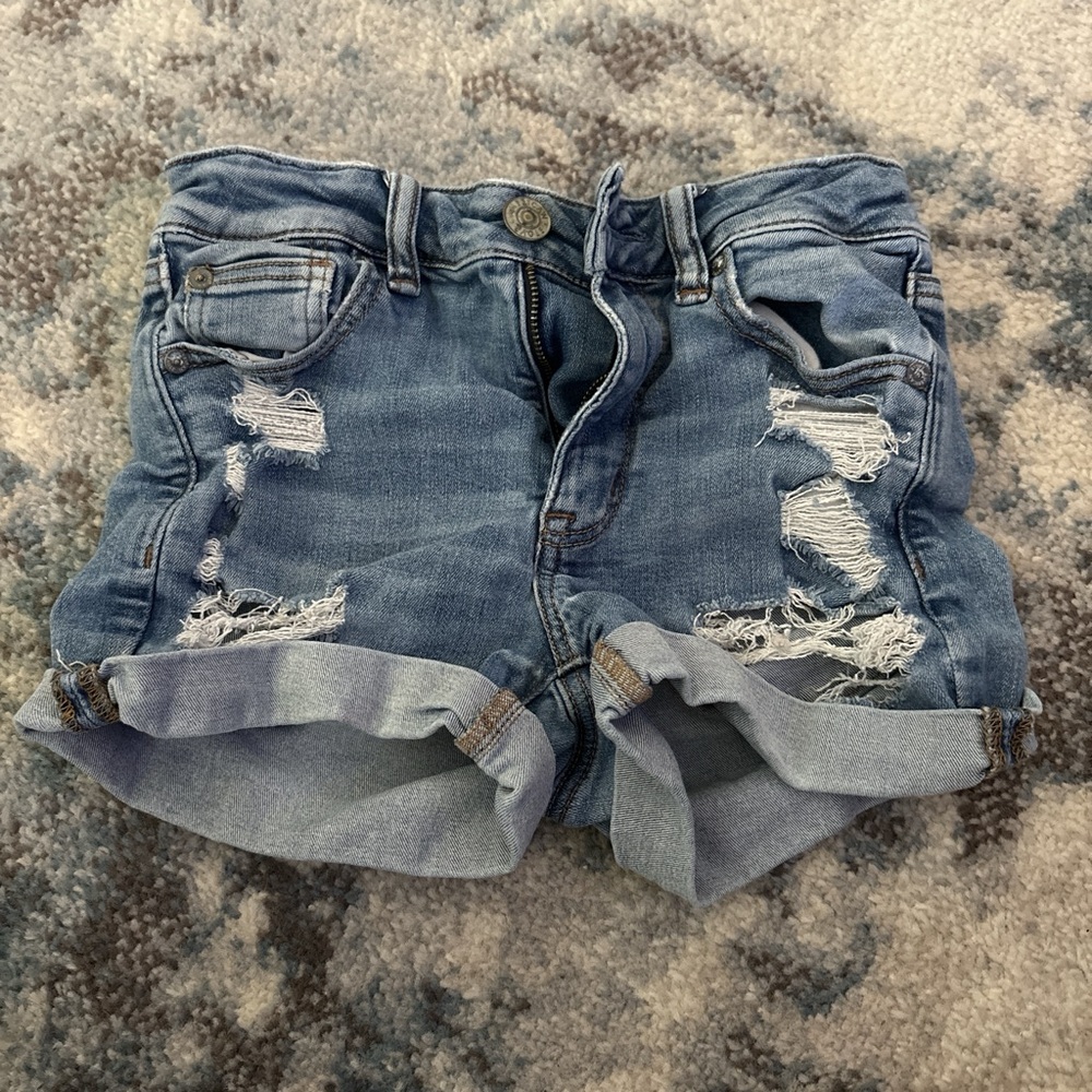 American Eagle Outfitters Blue Distressed Jean Shorts